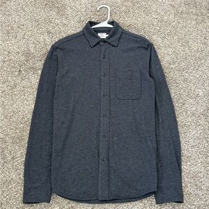 Faherty Legend Shirt Mens Small Gray Herringbone Button Front Long Sleeve